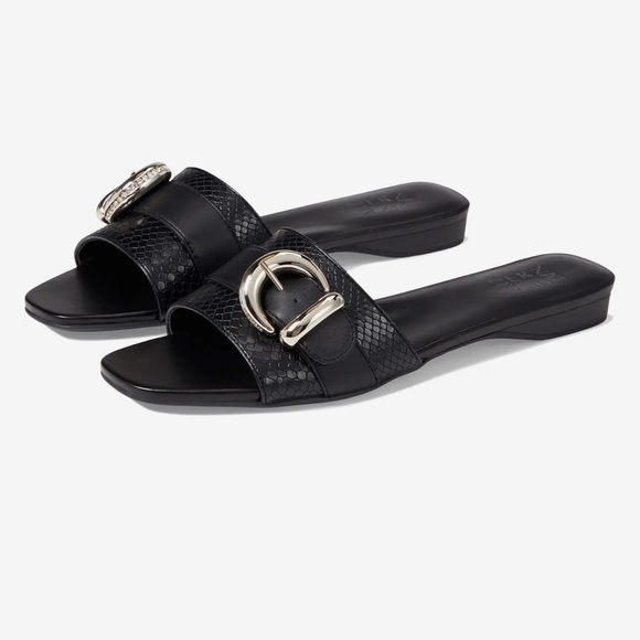 Naturalizer Shoes - Naturalizer Santiago black buckle rhinestone slide slip on sandal shoe size 7